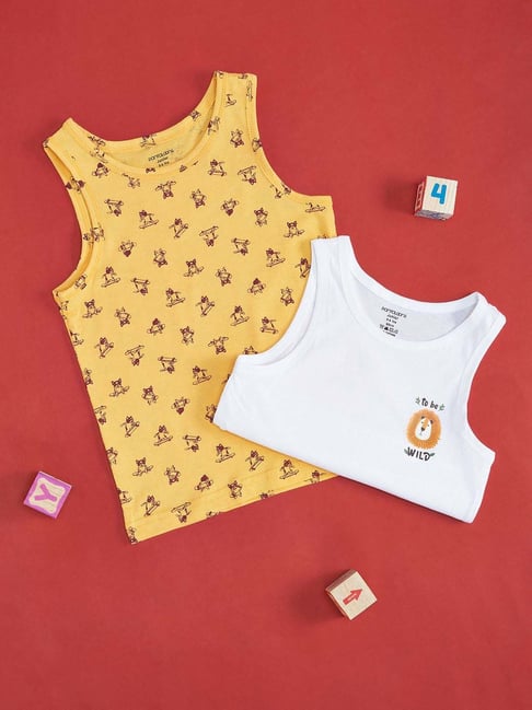 Buy Pantaloons Junior Yellow Cotton Printed Vests for Boys