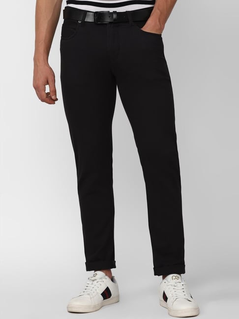 Buy Men Black Solid Regular Fit Trousers Online - 82045 | Peter England