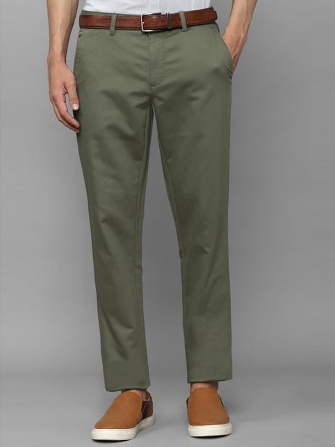 Louis Philippe Sport Olive Cotton Slim Fit Trousers