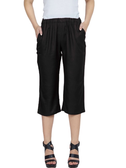 Women Capris - Cotton Capri Pants - Black