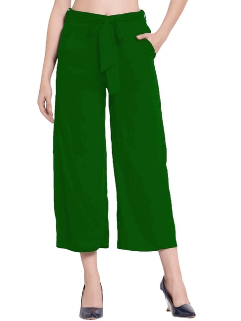 Buy PATRORNA Dark Green Mid Rise Slim Fit Carrot Trousers for Women Online  @ Tata CLiQ