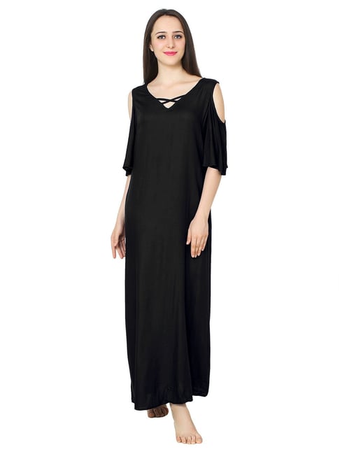 Time-less Black Chiffon Halter Nighty - Private Lives