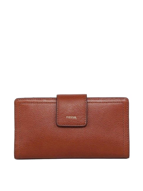 Fossil Logan Brown Solid Bi-Fold Wallet for Women