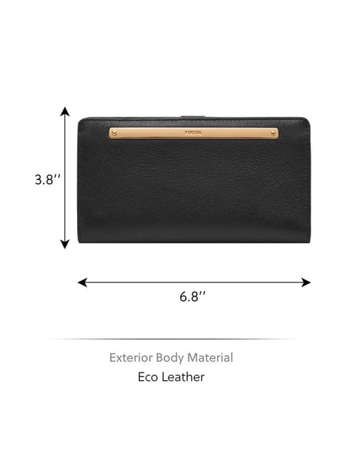 Fossil Slim Womens Leather Wallet Fossil Liza Black Solid Bi-Fold