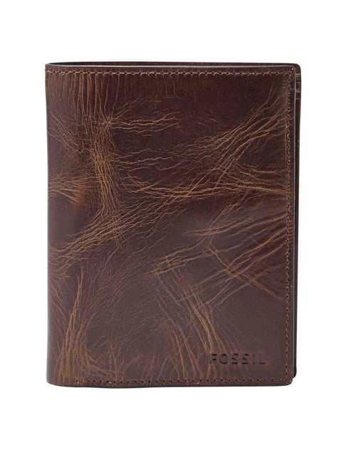Fossil Derrick Brown Leather Bi-Fold Wallet for Men