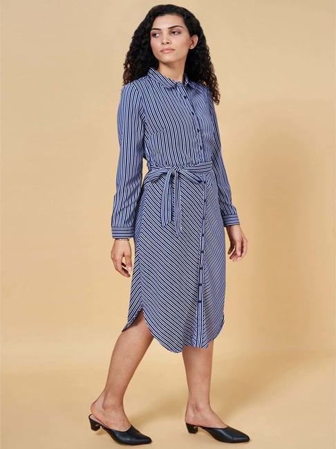 Annabelle by Pantaloons Blue Printed Shirt Dress