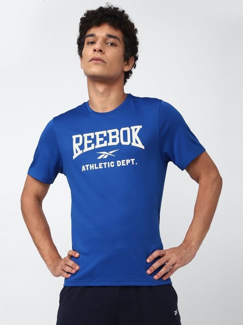 Short Sleeve Blue Reebok Shirt Reebok Les Mills Baseball Blue T
