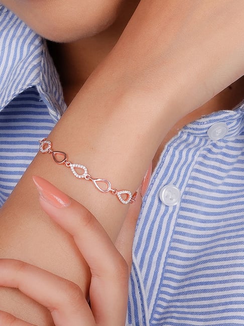 GIVA 92.5 Sterling Silver Rose Gold Allure Adjustable Bracelet for Women-picture-29