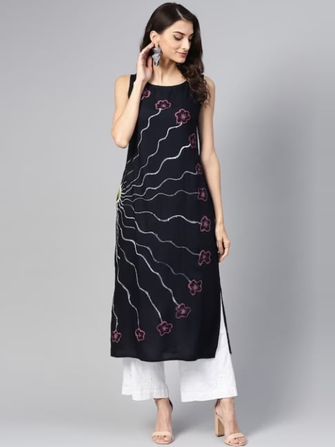 Meeranshi Black Printed Straight Kurta-picture-13