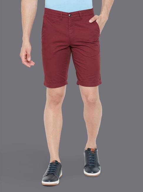 Allen Solly Maroon Cotton Slim Fit Shorts-picture-26