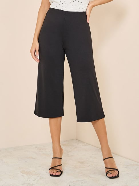 Wide-leg tailored trousers with elasticated waistband - Women