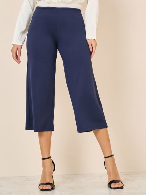 Cropped linen-blend trousers - Black - Ladies | H&M IN