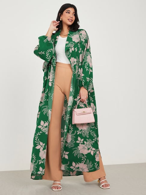 Buy Styli Green Printed Long Shrug for Women Online Tata CLiQ