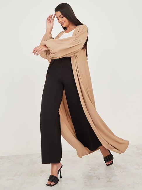 Womens Clothing Kimono Shrug Online Buy Styli Beige Plain Long