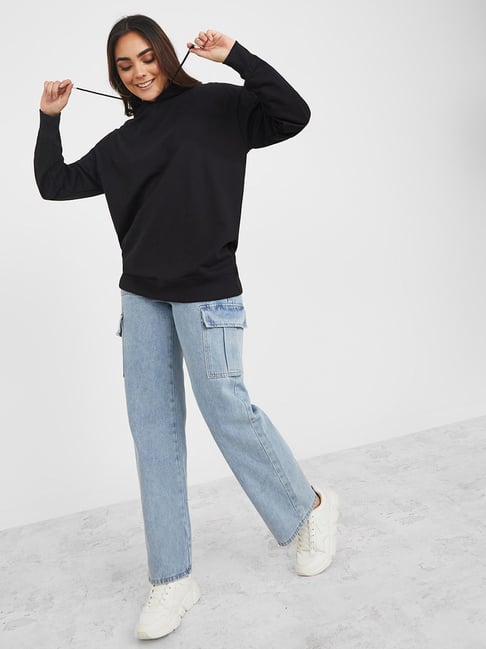 Buy Styli Solid Cotton Regular Fit Longline Sweatshirt for Women's Online @  Tata CLiQ