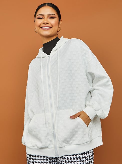 Styli Longline Oversized Textured Zip Through Hoodie-picture-31