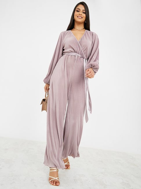 Buy Styli Lilac Pleated Jumpsuit for Women Online @ Tata CLiQ