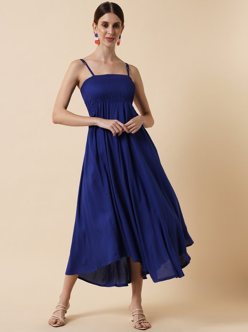 women stylish printed blue sleeveless Dresses
