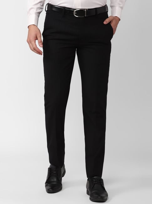 Buy Van Heusen Jet Black Slim Fit Trousers for Mens Online  Tata CLiQ