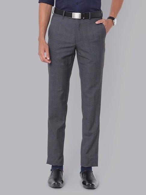 Van Heusen Grey Slim Fit Checks Trousers-picture-21