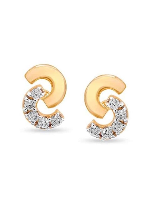 Buy Gold CZ Initial Stud Earrings S Letter Earrings Alphabet Earrings Gold Studs  S Studs Personalised Earrings Y4-SF-ALPH-S Online in India - Etsy