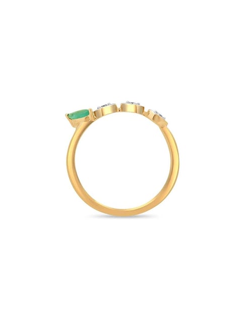 Mia By Tanishq Nature's Finest 14k Yellow Gold Spellbound Whispers Emerald  Diamond Ring