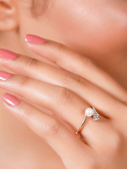 Buy Ornate Jewels 925 Sterling Silver Pearl American Diamond Evil Eye Pearl  Ring For Women online