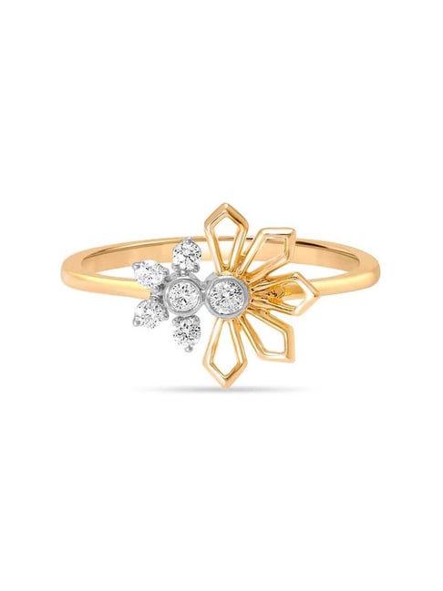 Captivating 18 Karat Yellow And White Gold And Diamond Flower Ring