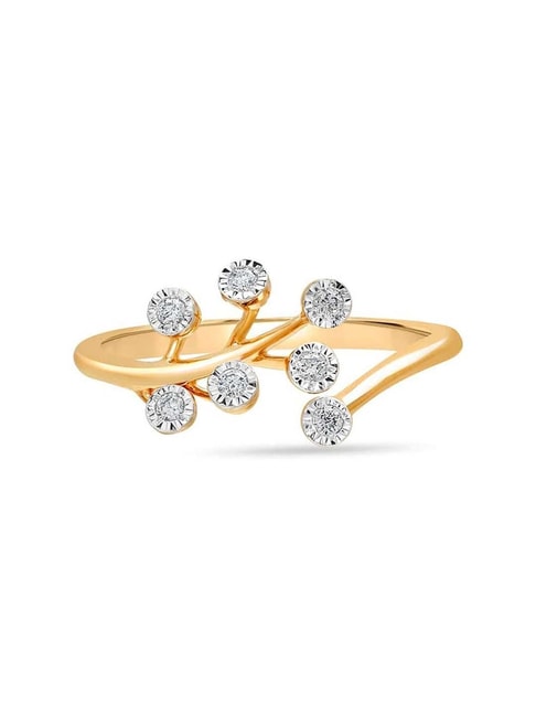 Charming 18 Karat Yellow Gold And Diamond Floral Ring