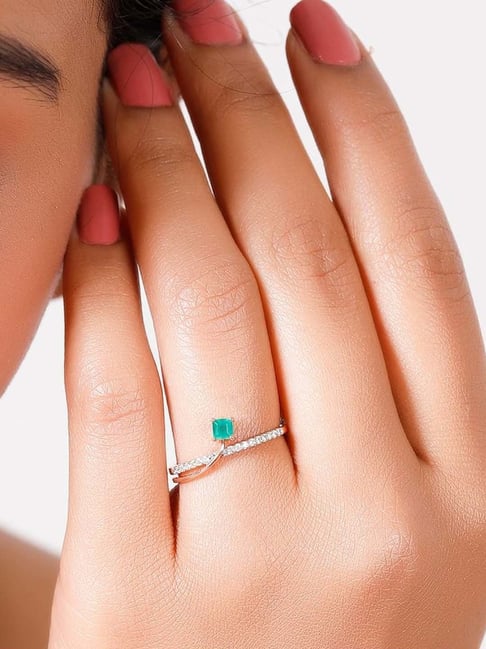 Surreal Diamond and Emerald Ring
