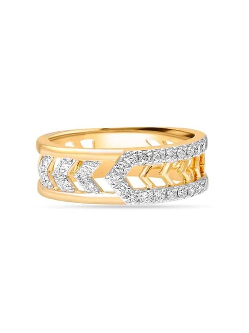 14KT Yellow Gold Wandering Lines Diamond Finger Ring