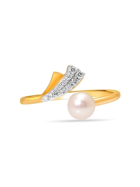 Timeless pearl and diamond ring in 14K rose and white gold | Golden Flamingo
