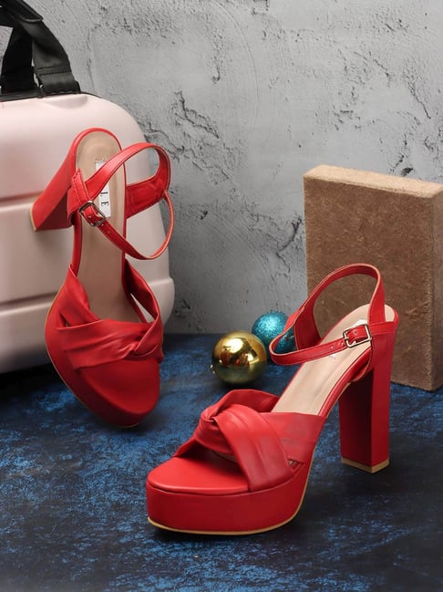 Elle Women's Red Ankle Strap Sandals