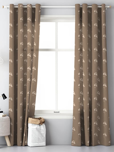 Buy Floral Polyester Regular Long Door Curtain - Set of 2 (9 Feet