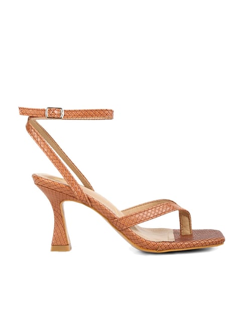 London Rag Women's Tan Ankle Strap Stilettos-picture-19