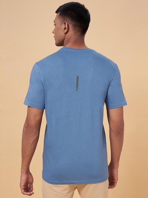 Ajile By Pantaloons Printed Men Round Neck Blue T-Shirt - Buy