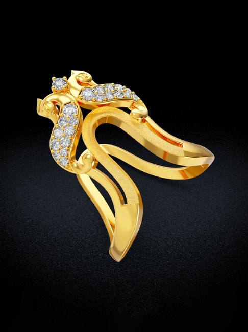 Gold tone white stone vanki finger ring dj-42445 – dreamjwell