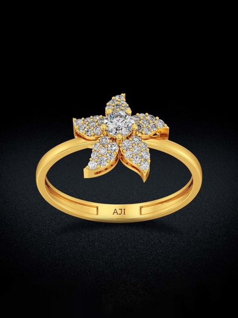 Joyalukkas Gold 22K White Stone Blossoming Flower Ring for Women
