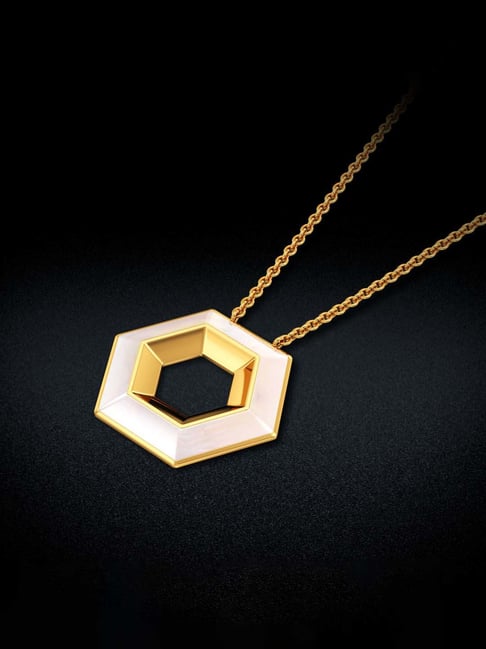 Polyhexagon Shaped while glow gold Pendant