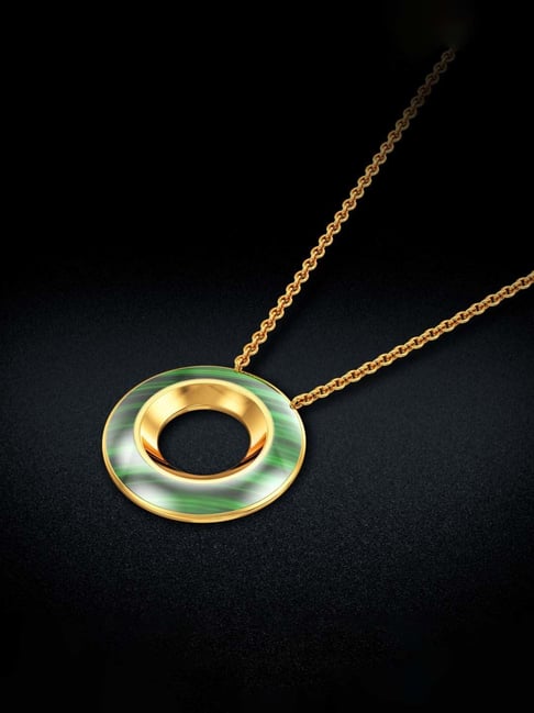 Greenish Wheel of nature Gold Pendant