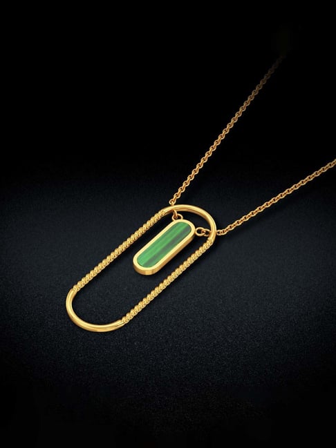 joyalukkas Capsule-Frame Green Brightlight Gold Pendant-picture-48