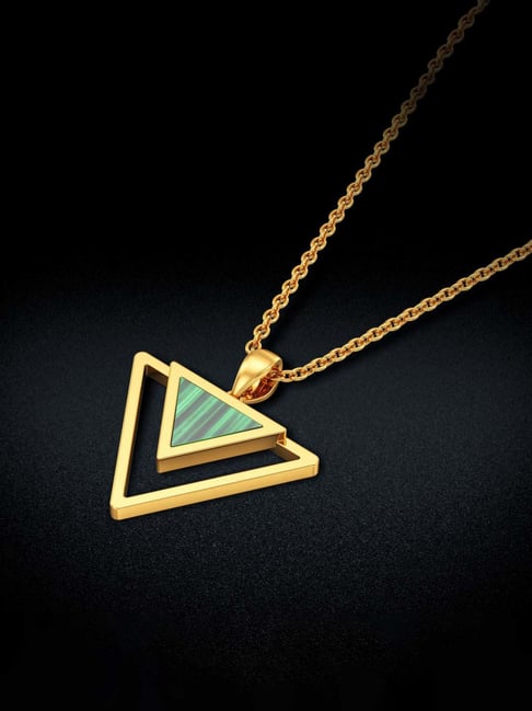 joyalukkas Sparkling Upturned Triangles Gold Pendant-picture-48