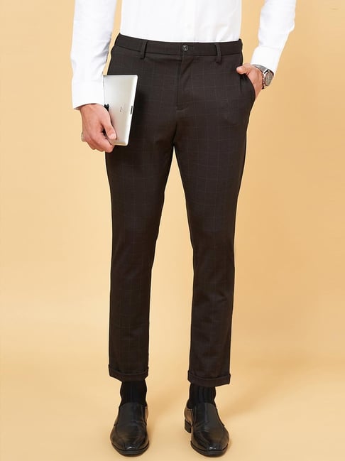 ALSLIAO Men Casual Formal Business Slim Fit Striped Tie Pants Thin Cropped  Trousers Black M - Walmart.com