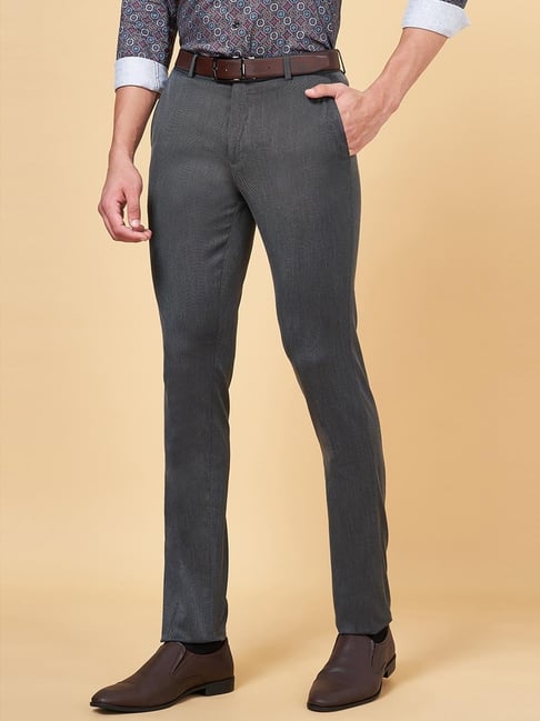 Peregrine by Pantaloons Slim Fit Men Grey Trousers - Buy Peregrine by  Pantaloons Slim Fit Men Grey Trousers Online at Best Prices in India