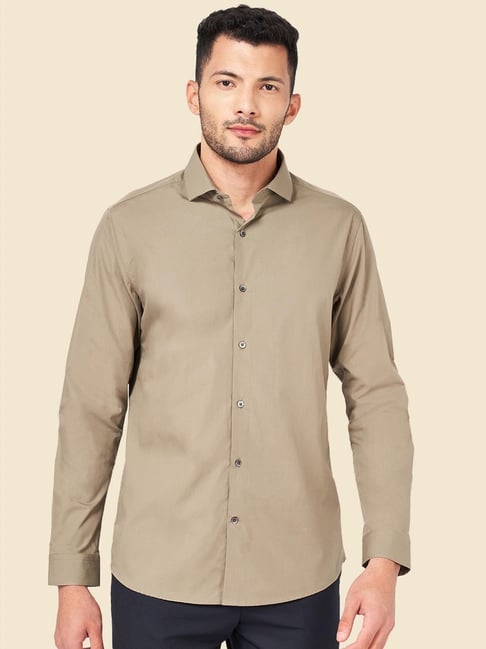 Buy Peregrine by Pantaloons Khaki Cotton Slim Fit Shirts for Mens