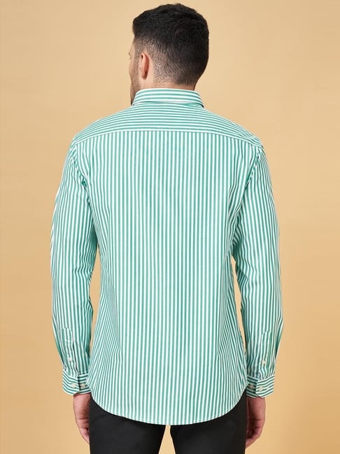 Peregrine by Pantaloons Teal Cotton Slim Fit Shirt