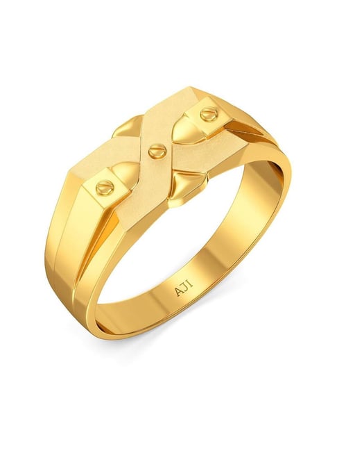 Buy Round Criss Cross Designer Mens Gold Ring - Joyalukkas
