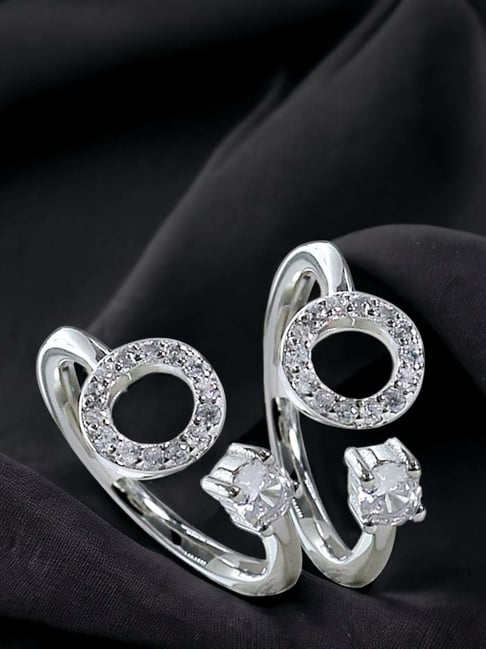 Heart Engraved Oxidized Adjustable Silver Toe Ring - Gem O Sparkle