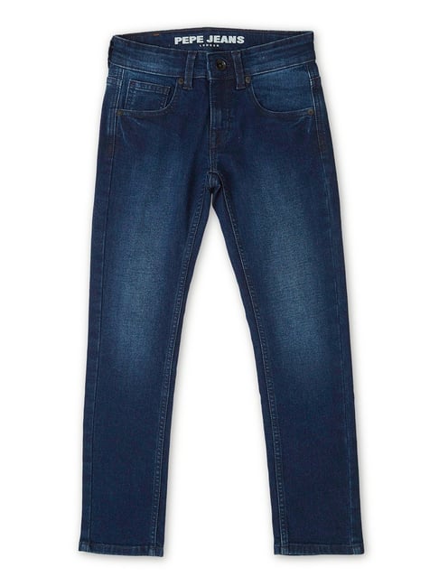 Pepe Jeans Kids Dark Blue Solid Jeans