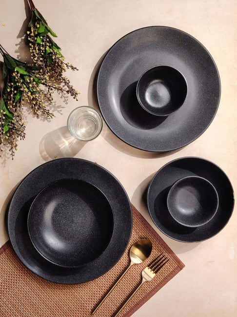 VarEesha Black Ceramic Sparkle Matt 10 Pcs Dinner Set-picture-47